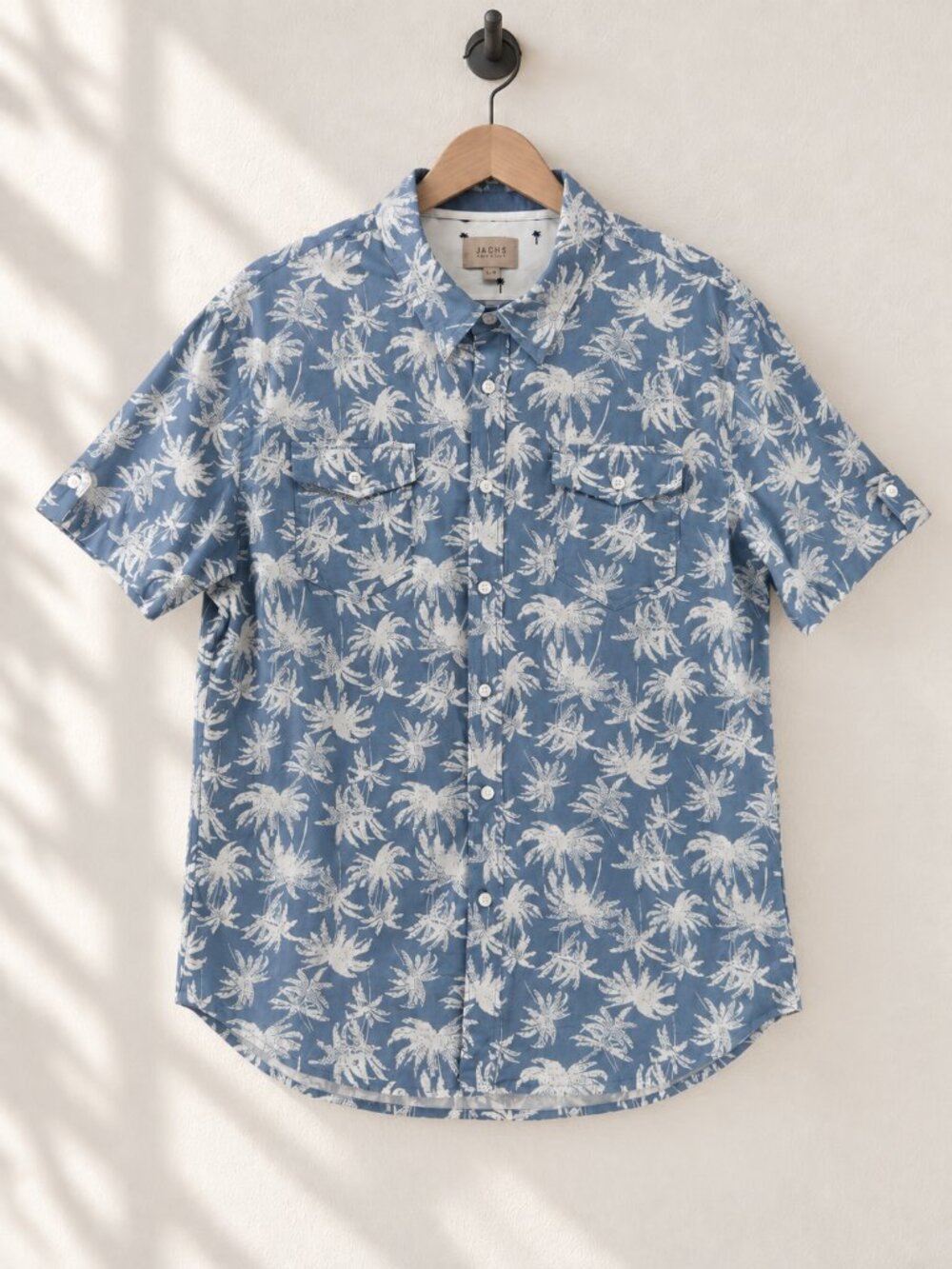 Jachs New York, Men's Button Down Shirt, Hawaiian Floral, Tiki Resort, Large